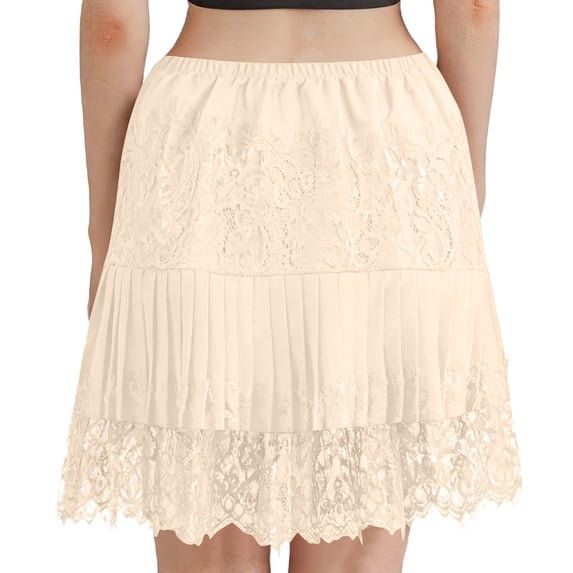 Hduncf Women's Lace Mini Skirts Summer Ruffle Low Rise Pleated Skirt Floral Layered Flowy Short Skirt Underskirt Yellow L