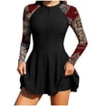 thumbnail image 1 of Hduncf Women's Long Sleeve Two Piece Rash Guard Swimsuits Dress Half Zipper Surfing Bathing Swimkirt with Shorts Set Quick Dry Red S, 1 of 9