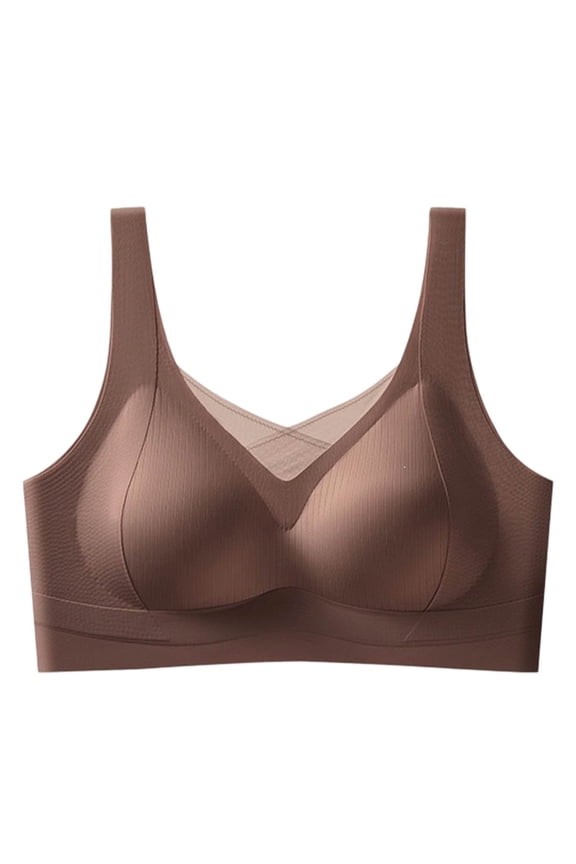 Women's Mesh Push-Up Bras Full Coverage Unlined Underwire Bra Beauty Back Breathable Smoothing Brassiere Brown XXL