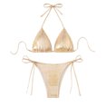thumbnail image 1 of Hduncf Women's Metallic Shiny Bikini Sets Sexy Halter String Triangle Swimsuits Two Piece Beach Bathing Suits Gold S, 1 of 4