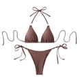 thumbnail image 1 of Hduncf Women's String Bikini Set Halter Neck Tie Side Bathing Suits Summer Beach Vacation Two Piece Swimsuit Brown S, 1 of 6