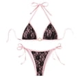thumbnail image 1 of Hduncf Women's String Triangle Bikini Sets Swimsuit for Women 2 Piece Thong Bathing Suit with Side Tie Bikini Bottom Pink M, 1 of 7