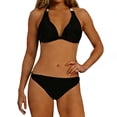 thumbnail image 1 of Hduncf Women's Triangle Ruched Bikini Set Solid Color Two Piece Swimsuit Halter Bathing Suit Black XL, 1 of 9
