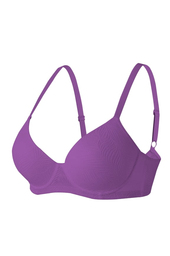 Women's Underwire Push Up Bikini Top Solid Color Backless Bras 2026 Large Bust Bathing Suit Tops Purple S