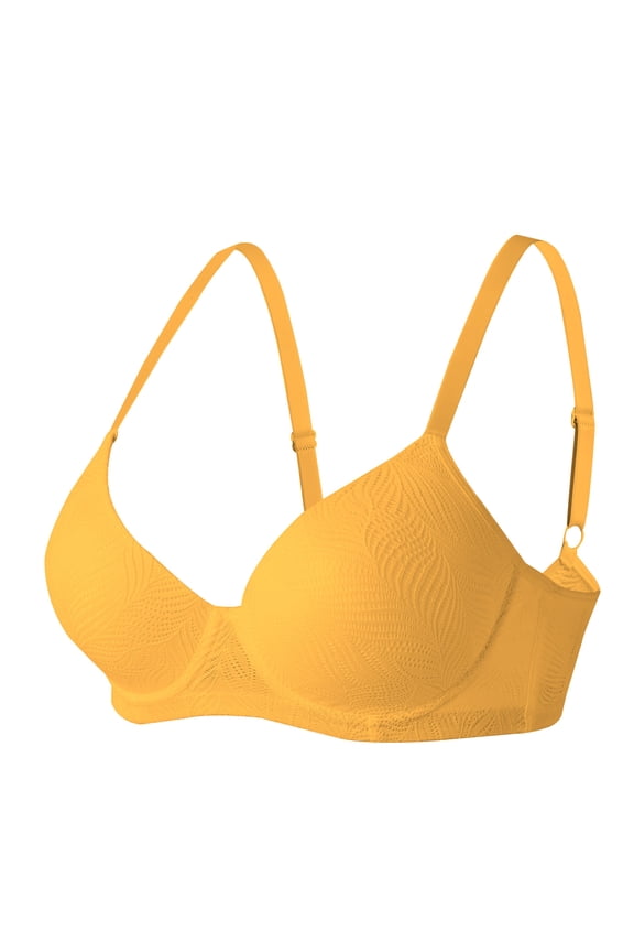 Women's Underwire Push Up Bikini Top Solid Color Backless Bras 2026 Large Bust Bathing Suit Tops Yellow L