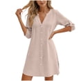 thumbnail image 1 of Hduncf Womens Beach Cover Ups V Neck Button Down Swimsuit Coverup Swimwear Bathing Suit Cover Up Trendy Summer Dress Yellow XL, 1 of 5