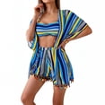 thumbnail image 1 of Hduncf Womens Bikini Set 4 Piece Swimsuits with Cover Ups Kimono and Shorts Summer Beach Vacation Swimwear Bathing Suits Blue M, 1 of 5