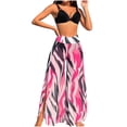 thumbnail image 1 of Hduncf Womens Color Block Two Piece Swimwear Cover Up Pants Beach Swimsuit Sheer High Waisted Split Loose Wide Leg Trousers Pink S, 1 of 3