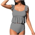 thumbnail image 1 of Hduncf Womens High Waisted Bikini Sets Ruffle Tummy Control Swimsuits Full Coverage Cheeky Two Piece Bathing Suit Black S, 1 of 6
