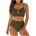thumbnail image 1 of Hduncf Womens High Waisted Bikini Sets Tummy Control Swimsuits Cutout Crisscross Ruched Two Piece Bathing Suit Green M, 1 of 9
