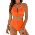 thumbnail image 1 of Hduncf Womens High Waisted Bikini Sets Tummy Control Swimsuits Cutout Crisscross Ruched Two Piece Bathing Suit Orange XXL, 1 of 9