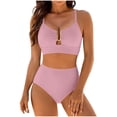 thumbnail image 1 of Hduncf Womens High Waisted Bikini Sets Tummy Control Swimsuits Cutout Crisscross Ruched Two Piece Bathing Suit Pink XXL, 1 of 9