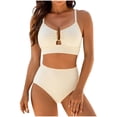 thumbnail image 1 of Hduncf Womens High Waisted Bikini Sets Tummy Control Swimsuits Cutout Crisscross Ruched Two Piece Bathing Suit Yellow S, 1 of 9