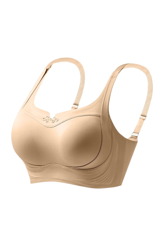 Womens Lifting Bra Push Up Full Coverage Solid Color Soft Shaping Bra Wireless Bralettes for Sagging Breasts Everyday Wear Yellow 80