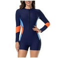 thumbnail image 1 of Hduncf Womens One Piece Long Sleeve Swimsuit Rash Guard Bathing Suit Conservative Comfy UPF 50+ Surfing Swimwear Orange S, 1 of 9