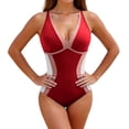 thumbnail image 1 of Hduncf Womens One Piece Swimsuit Slimming Tummy Control Bathing Suit Color Block Shapewear Swim Suits Trendy Red M, 1 of 8