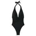 thumbnail image 1 of Hduncf Womens One Piece Swimsuits Tummy Control Halter High Leg Cheeky Back Summer Beach Vacation Fashion Bathing Suit Black L, 1 of 7