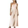 thumbnail image 1 of Hduncf Womens One Shoulder Jumpsuit Sleeveless Casual High Waist Wide Leg Pants Romper Jumper 2026 Trendy Spring Outfits Beige M, 1 of 9