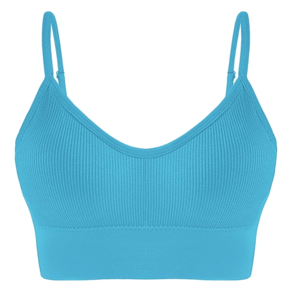 Hduncf Womens Sports Bras for Women Light Support Padded Workout Bras for Women Supportive Seamless Women's Wireless Yoga Bra Blue L