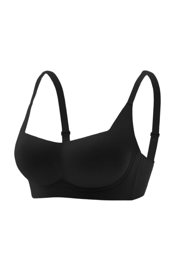 Womens Wireless Seamless Bras No Underwire Square Neck Push Up Breathable Bras Full Coverage Bralette Adjustable Supportive Bra Black XL