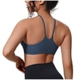 thumbnail image 1 of Hduncf Yoga Racerback Bras for Women Fashion Solid Color Soft Low Support Scoop Neck Y-Back Thin Strap Sports Bra Blue S, 1 of 5