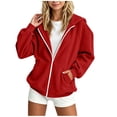 thumbnail image 1 of Hduncf Zip Up Hoodies for Girls Y2K Casual Long Sleeve Hooded Sweatshirts with Pockets Jacket Fall Winter Clothes Red 9-10Years, 1 of 9