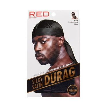 (Hdup01) Red Silky Satin Durag Black Hd01