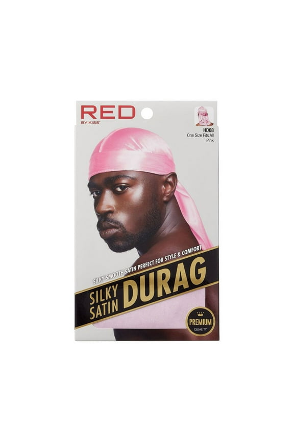 (Hdup08) Red Silky Satin Durag Pink Hd08
