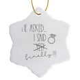 thumbnail image 1 of 3drose, He Asked I Said Yes Finally, 3 inch Snowflake Porcelain Ornament, 1 of 7