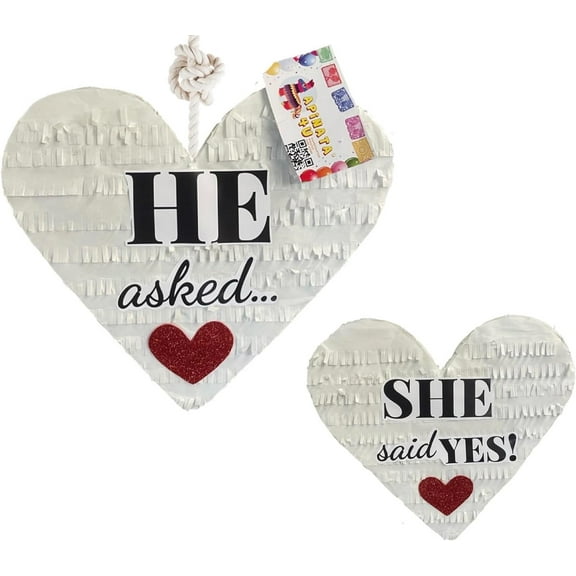 He Asked and She Said Yes Heart Pinata Wedding Heart Pinata Bridal Shower Party Decoration