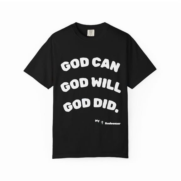 “He Can, He Will, He Did” Minimalist Black Tee – Inspirational Typography Shirt
