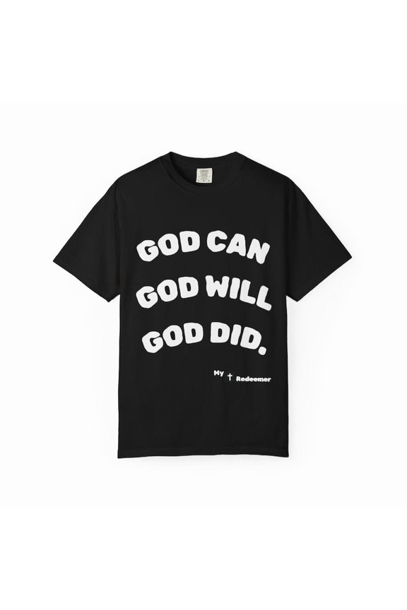 “He Can, He Will, He Did” Minimalist Black Tee – Inspirational Typography Shirt