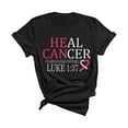 thumbnail image 1 of He Can Heal Cancer Breast Cancer Awareness Month T-Shirt, Crewneck, Black, XS, 1 of 5