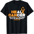 thumbnail image 1 of He Can Heal Cancer Orange Ribbon Leukemia Aware Christian T-Shirt, 1 of 4