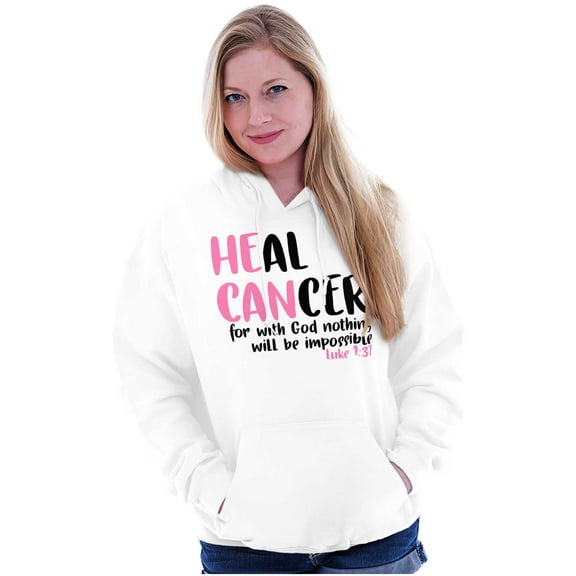 He Can Heal Cancer Religious BCA Hoodie Sweatshirt Women Brisco Brands L