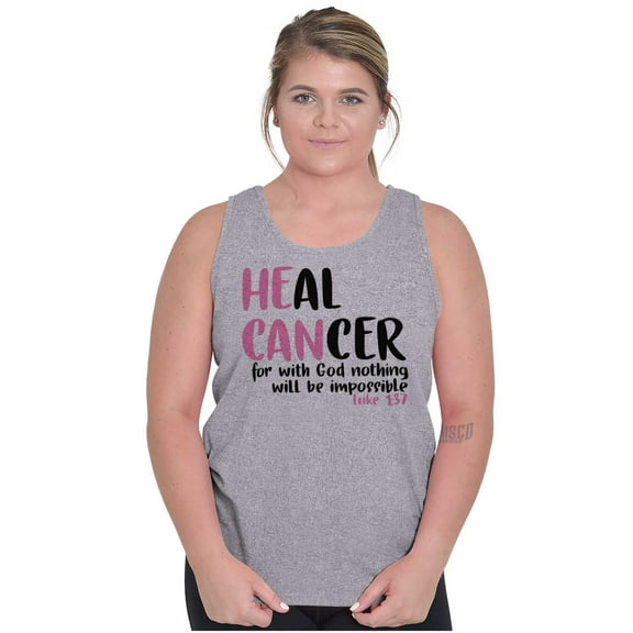 He Can Heal Cancer Religious BCA Womens Plus Size Graphic Tank Top Brisco Brands 3X