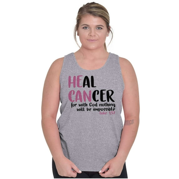 He Can Heal Cancer Religious BCA Womens Plus Size Graphic Tank Top Brisco Brands 3X