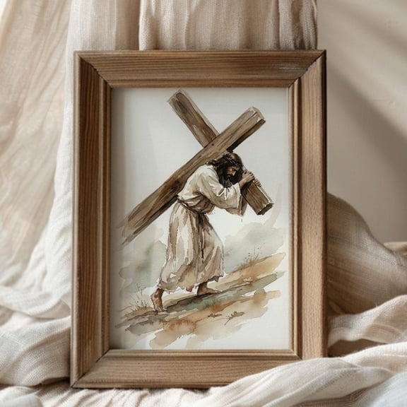 He Carried The Cross Wall Art You Will Be With Me In Paradise Christian Living Room Decor Religious Gifts Bible Prints