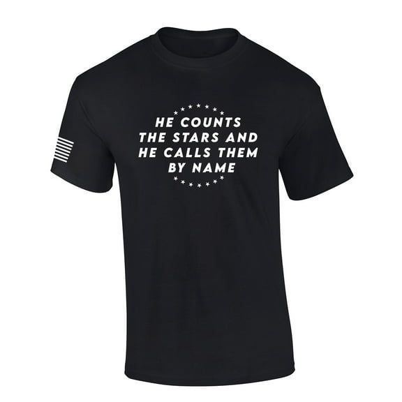 He Counts The Stars and Calls Them By Name Psalm 147:4 Bible Scripture Mens Christian Tshirt Jesus Cross Short Sleeve T-shirt Graphic Tee-Black-large