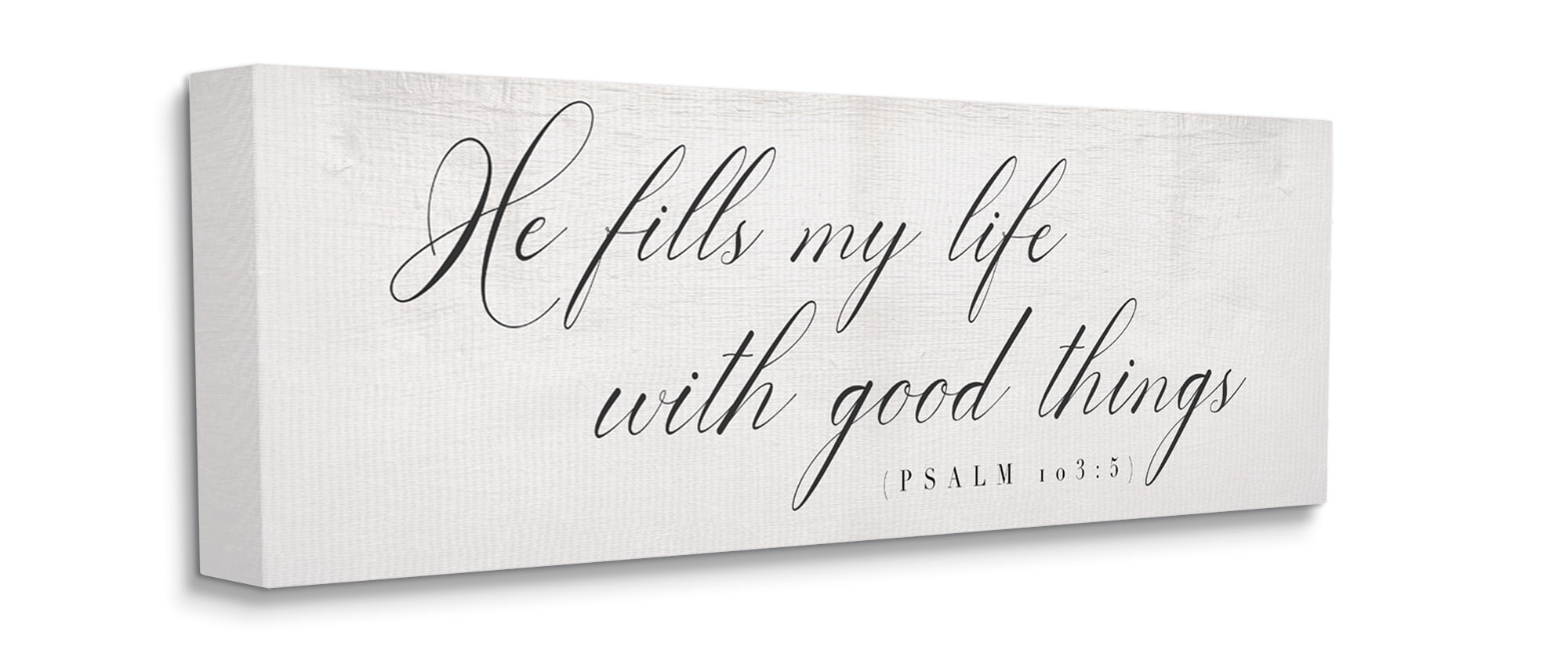 He Fills My Life Phrase Elegant Faith Typography 30 in x 13 in Drawing Canvas Art Print, by Stupell Home Décor