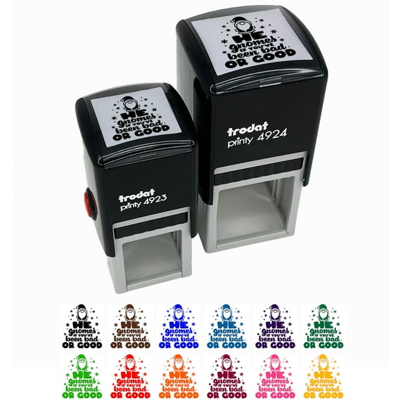 He Gnomes if You've Been Bad or Good Christmas Santa Self-Inking Rubber Stamp Ink Stamper - Sky Blue Ink - Small 1 Inch