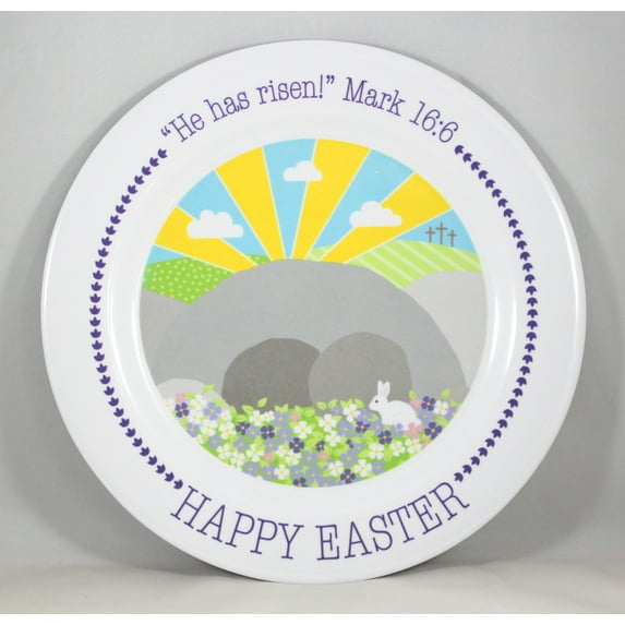 “He Has Risen!” Mark 16:6 HAPPY EASTER Kids Plate NEW BPA-Free Non-Breakable