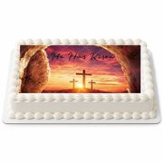 10 x 16 He Has Risen Religious Edible Image Cake Topper for Half Sheet Cake, by TNCT. (1 Count)