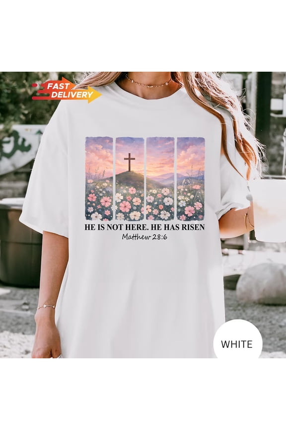 He Has Risen Shirt Floral Christian Easter TShirt He Is Risen Bible Verse Tee Jesus Gift f