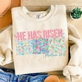 thumbnail image 1 of He Has Risen Sweatshirt, Luke 24:6 Easter Bible Verse Shirt, Floral Coquette Pullover, Christian Resurrection Sweatshirt, Spring Faith Gift, 1 of 5