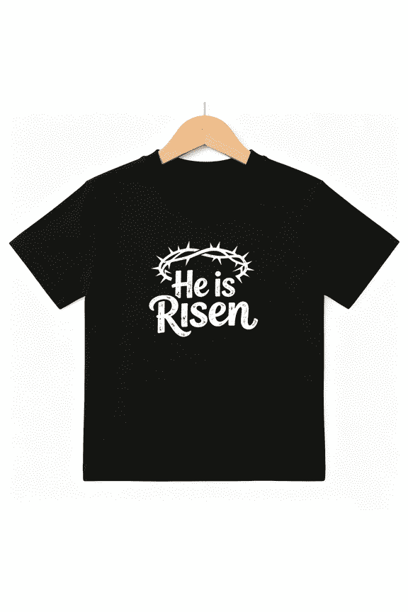 He Is Risen Boys Graphic Tee, Christian Easter Religious Faith 100% Cotton Kids Short Sleeve T-Shirt