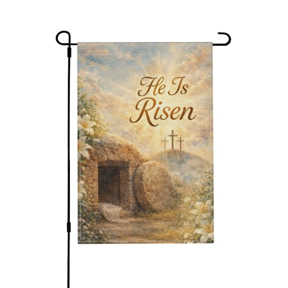 He Is Risen Christ Jesus Double Sided Garden Flag Outdoor Waterproof Yard Decor Banner 18x12 Inch