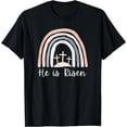 thumbnail image 1 of He Is Risen Christian Easter Three Crosses on a Hill T-Shirt, 1 of 4