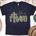 thumbnail image 1 of He Is Risen Colorful Flower Print T-Shirt | Unisex Religious Inspirational Shirt, Navy, Size XL, 1 of 6