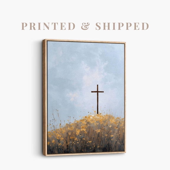 He Is Risen Cross Canvas | Modern Christian Wall Art, Catholic Easter Painting, Faith Decor, Stretched Canvas Size 16x24